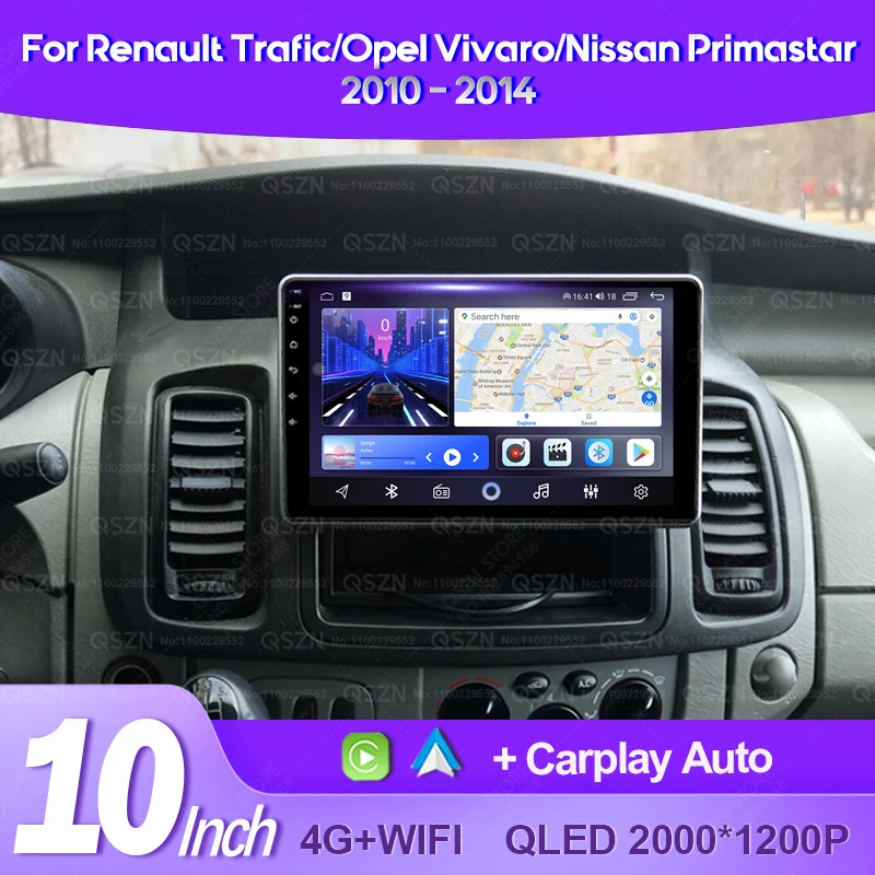 QSZN For Renault Trafic Opel Vivaro Nissan Primastar 2010 -2014 Android 13 Car Radio Multimedia Video Player GPS CarPlay Auto 4G