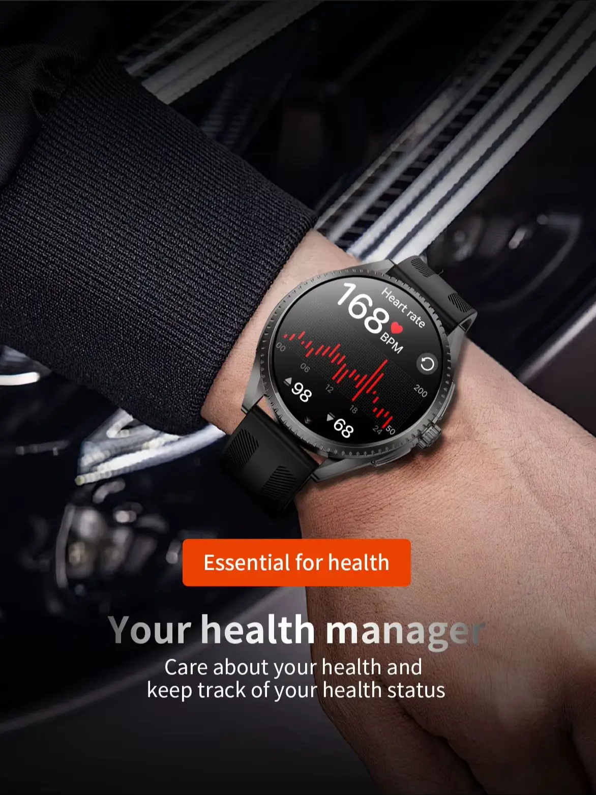 AMOLED 1,75 "reloj inteligente para hombres LED Falshlight múltiples modos deportivos pulsera de Fitness Bluetooth llamada 600mAh batería grande Smartwatch