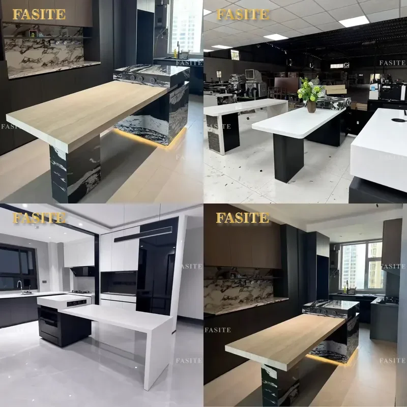 For Light Luxury Island Dining Table Kitchen Countertop Slate Stone Modern Home Furniture