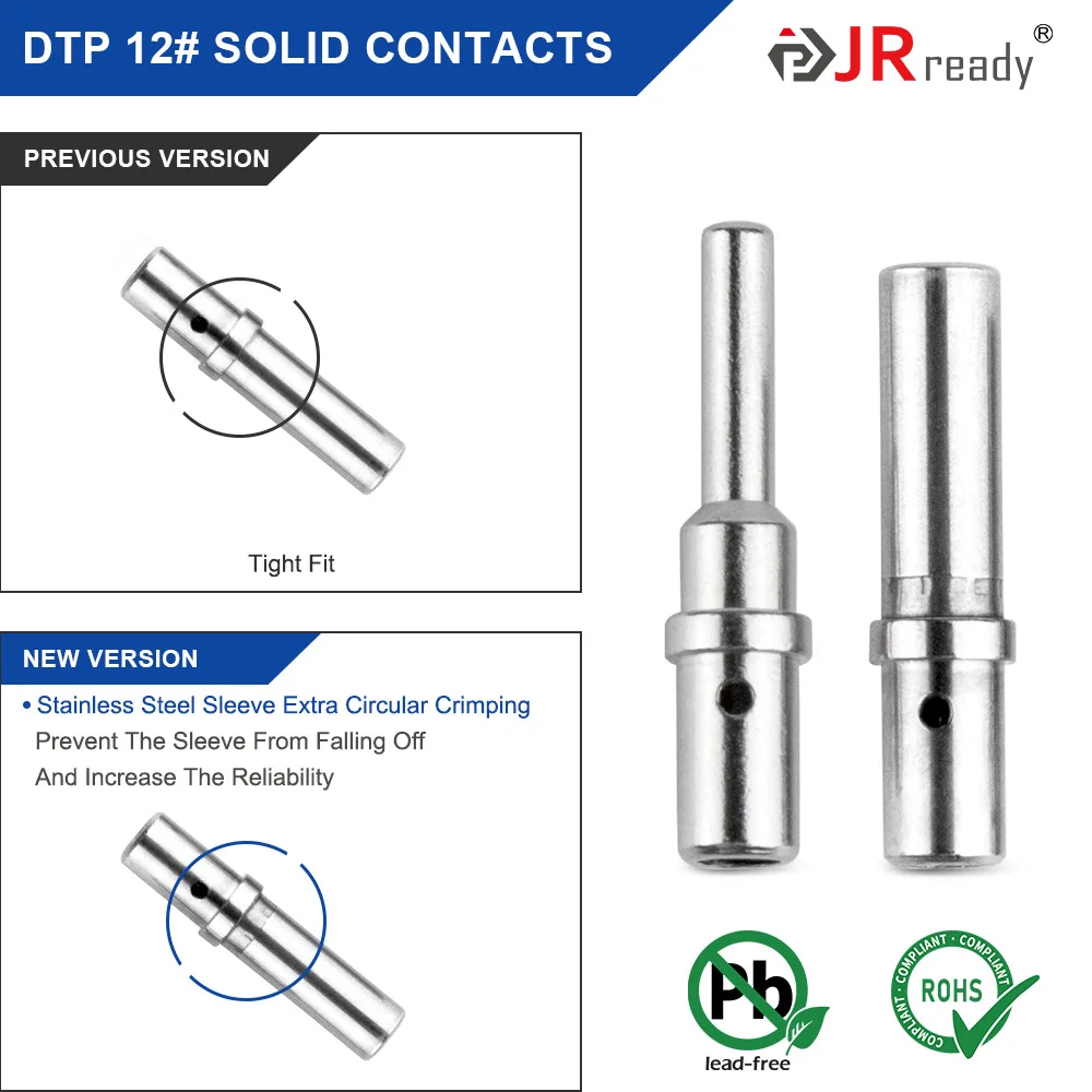 JRready ST6335 DTP Connector Kit, 2 Pin, 4 Pin Waterproof Electrical Connector with Size 12 Solid Contacts Pin Sockets, Current