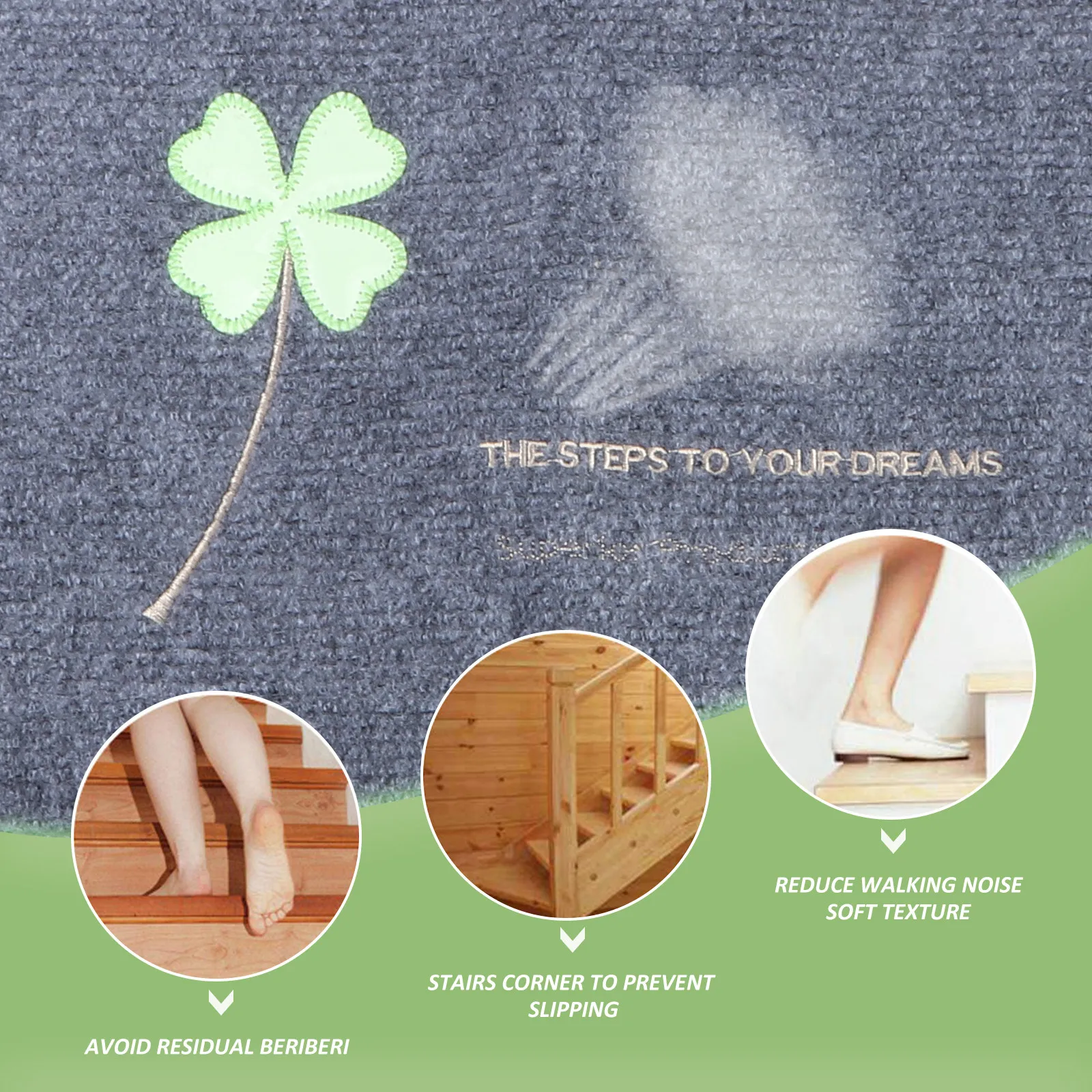 1Pcs Self Adhesive Floor Mat Non Slip Bathroom Kitchen Bedroom Stair Step Pad Office Hotel Decor Premium Polyester Ground