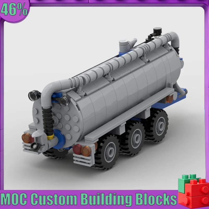372PCS MOC Slurry Tanker Truck Vehicle Model Custom Puzzle Technical DIY Assembly Toy Creative Transport Collection Display Gift