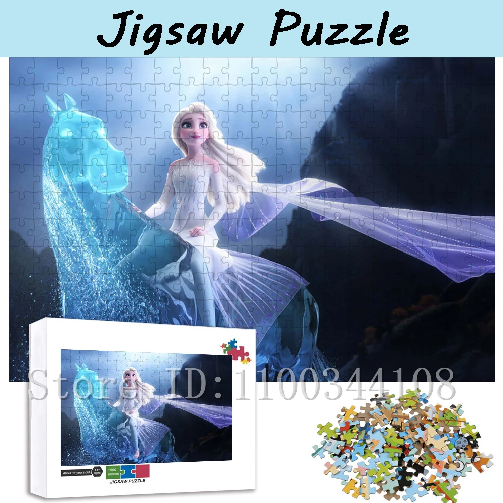 Disney Princess Elsa Jigsaw Puzzles for Children Intelligence Game Toys 35/300/500/1000 PCS Cartoon Movies Puzzles Unique Gifts