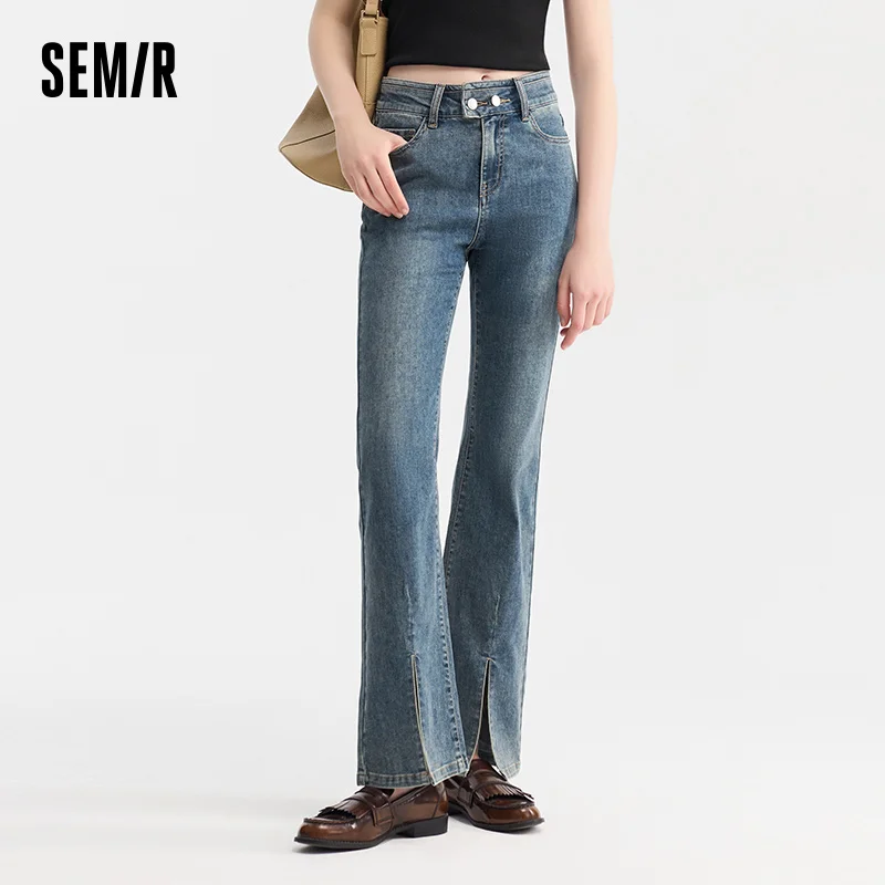 

Semir Denim Pants Women Split Long Pants 2025 Summer New High-Waist Flare Pants
