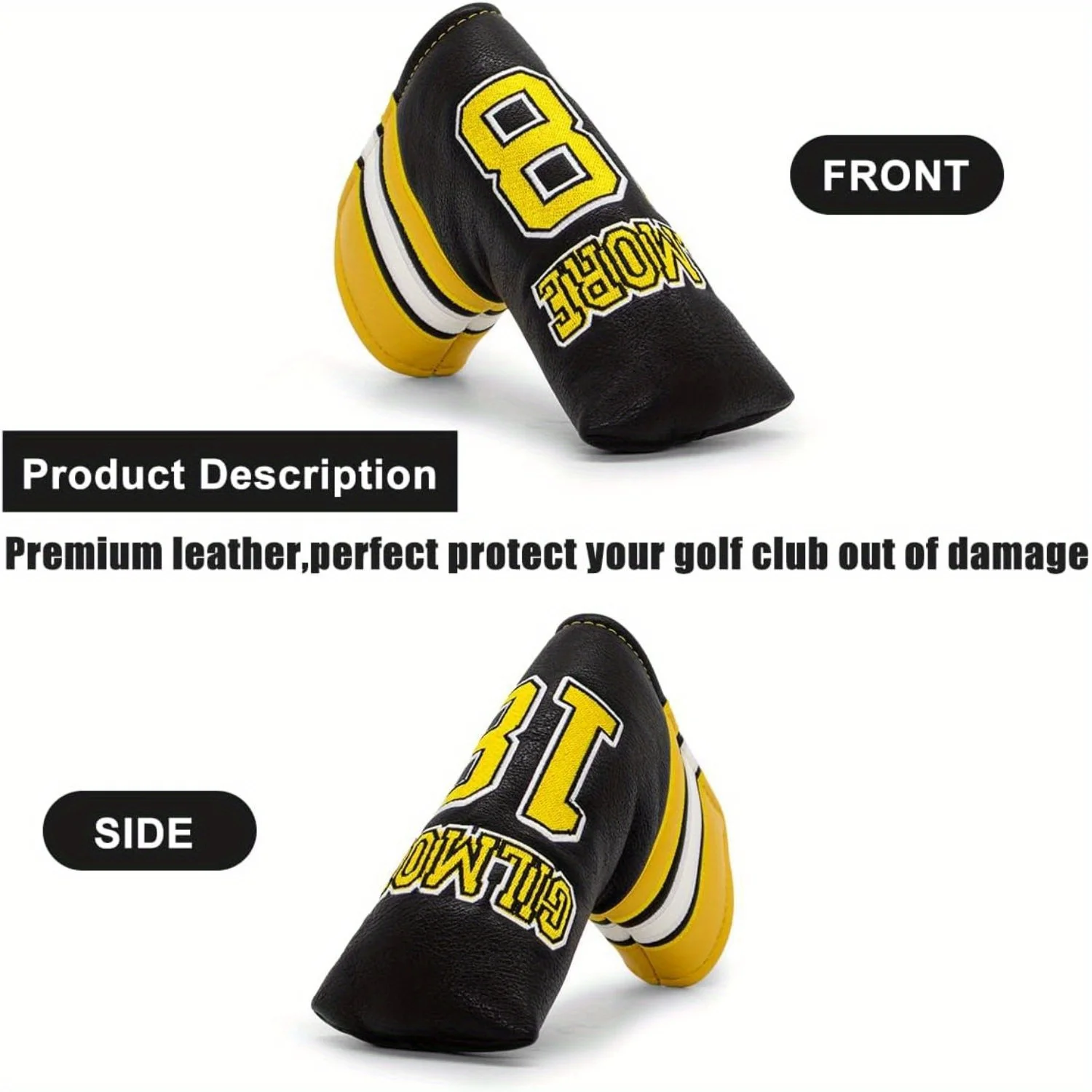 Sports Style Number 18 Premium PU Leather Golf Blade Mallet Putter Cover, Great Golf Accessories for Men Golfers Dad