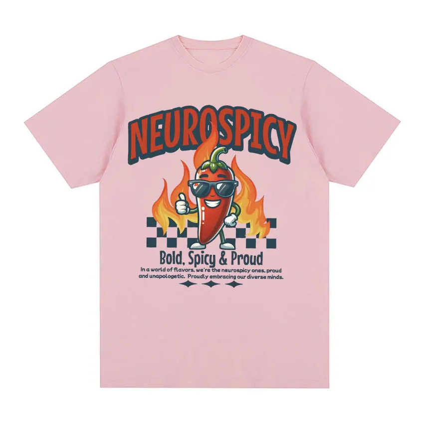 Neurospicy Funny Chili T Shirt Autism ADHD Dyslexia Actually Autistic Meme Tee Shirt Men\'s Women Casual Cotton Oversized T-shirt