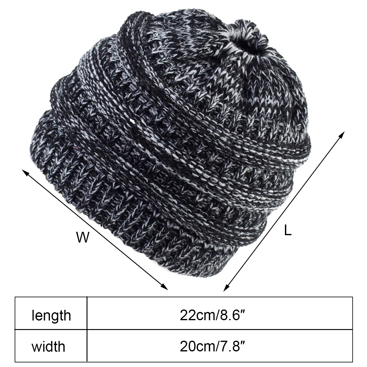 Ladies Ponytail Knitted Wool Hat Europe and the United States Autumn and Winter Multi-coloured Pullover Cap Elastic Skull Cap