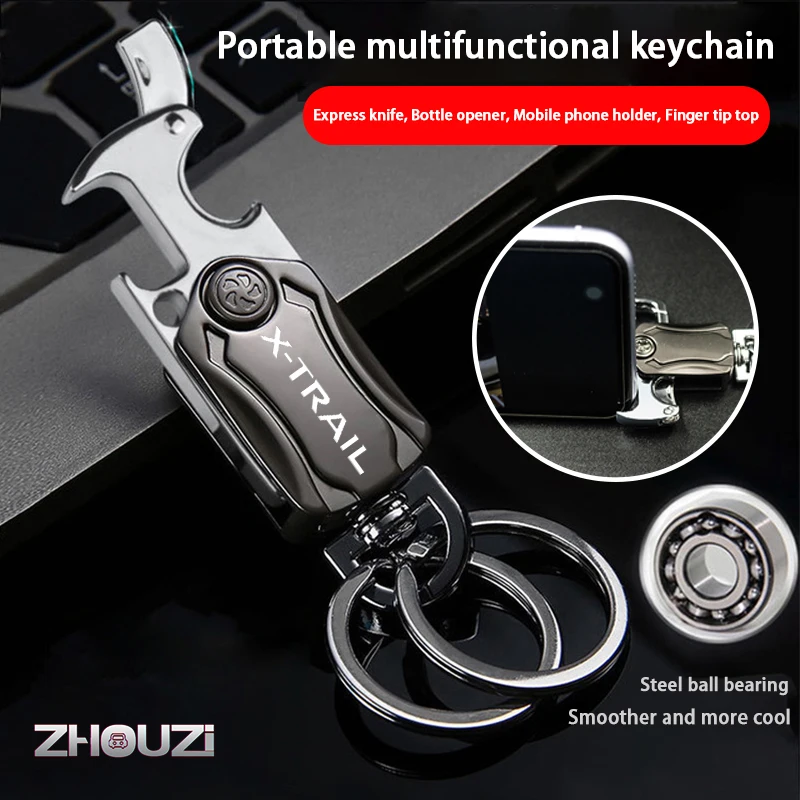 DIY Multifunction Car Metal Keychain Key Ring Beer Opener Fidget Spinner For Nissan X-Trail X trail T30 T31 T32 Auto Accessories