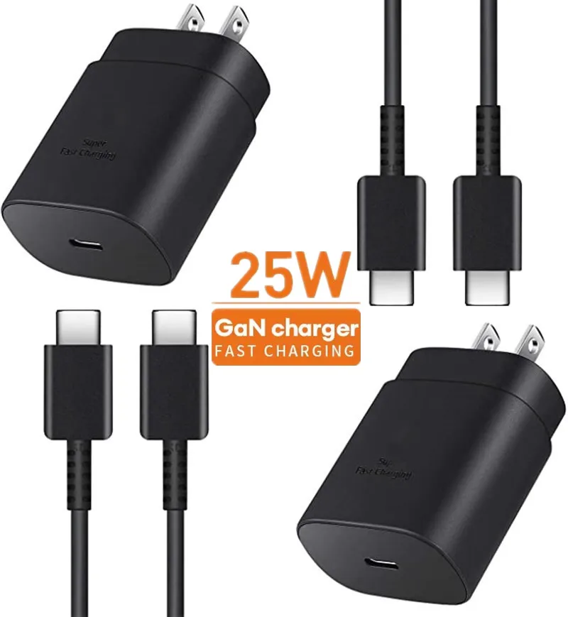 25W PD USB C Super Fast Charger Type C Power Adapter With Type C CABLE For Samsung Galaxy S23 S22 S21 S20 NOTE 20