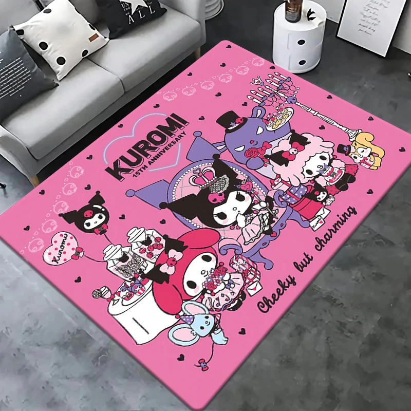 Sanrio Kuromi Cartoon HD Printed Carpet .Living Room Bedroom Entrance Door Mat ,Sofa,kitchen,Home Decoration Carpet. Picnic Rug