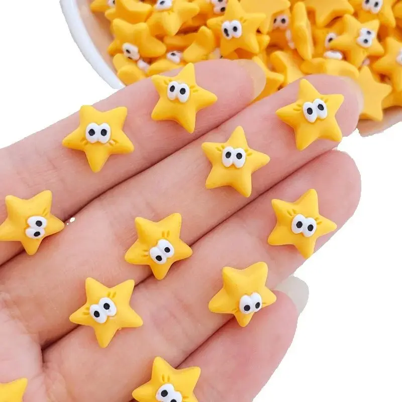 30 Stück neue, niedliche 11 mm große Mini-Sterne aus Kunstharz mit flacher Rückseite, Cabochon, Scrapbook, Kawaii, DIY-Verzierungen, Zubehör