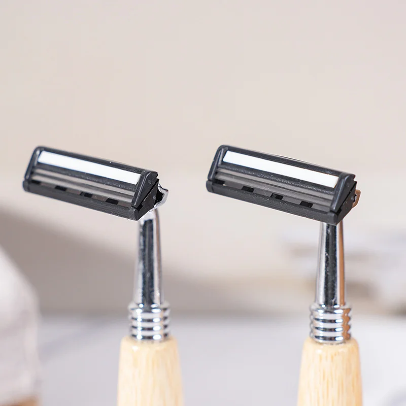 Безопасная бритва для влажного бритья, классические ручные бритвы, деревянная ручка, сменная головка, бритва из нержавеющей стали, руководство