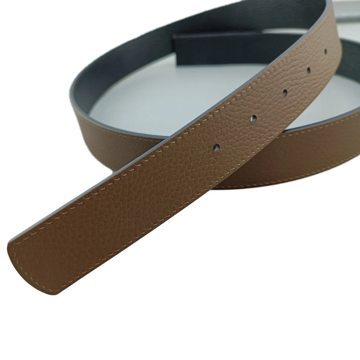 3.5CMHigh-end cowhide leather plate buckle perforated headless belt 3.85cm