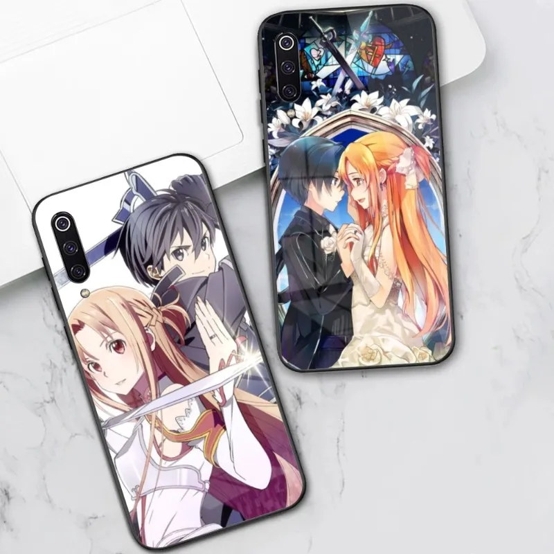 SAO Kirito Asuna Smart Phone Case for Xiaomi 13 12 11T 10 9 Lite Redmi Note 12 11 10 10S Pro 9 9A 8 PC Glass Phone Cover Funda