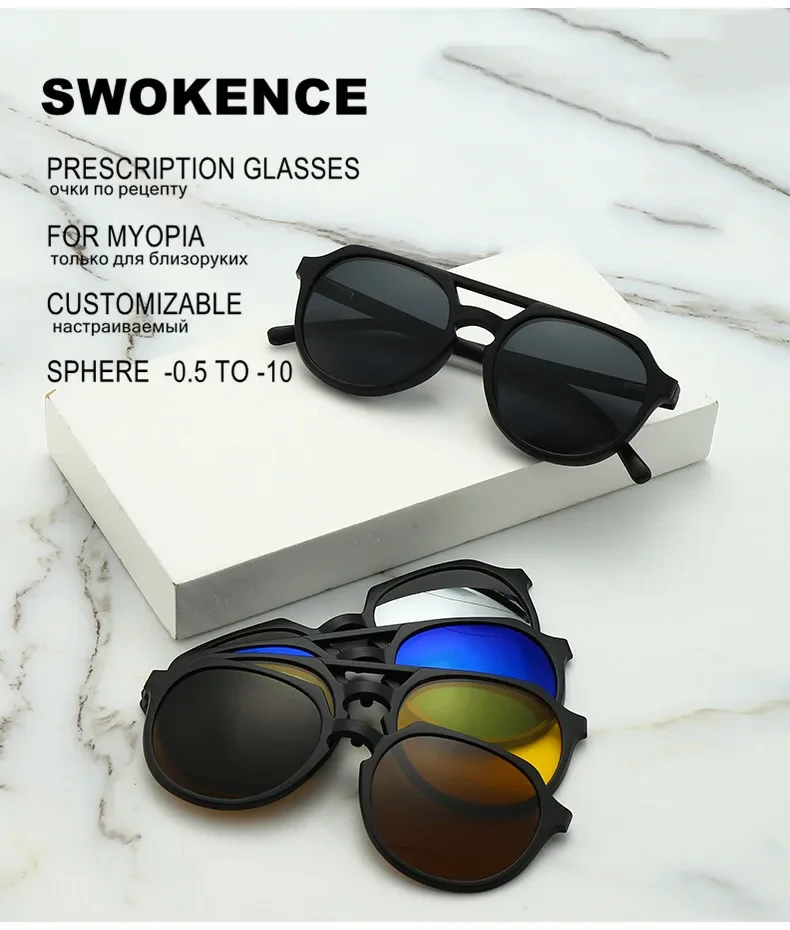 Magnet Clip Sonnenbrille Doppel Strahl Myopie Brille Dioptrien-0,5 Zu-10 Männer Frauen Mode Kurzsichtig Rezept Brille F224 – Detail 1