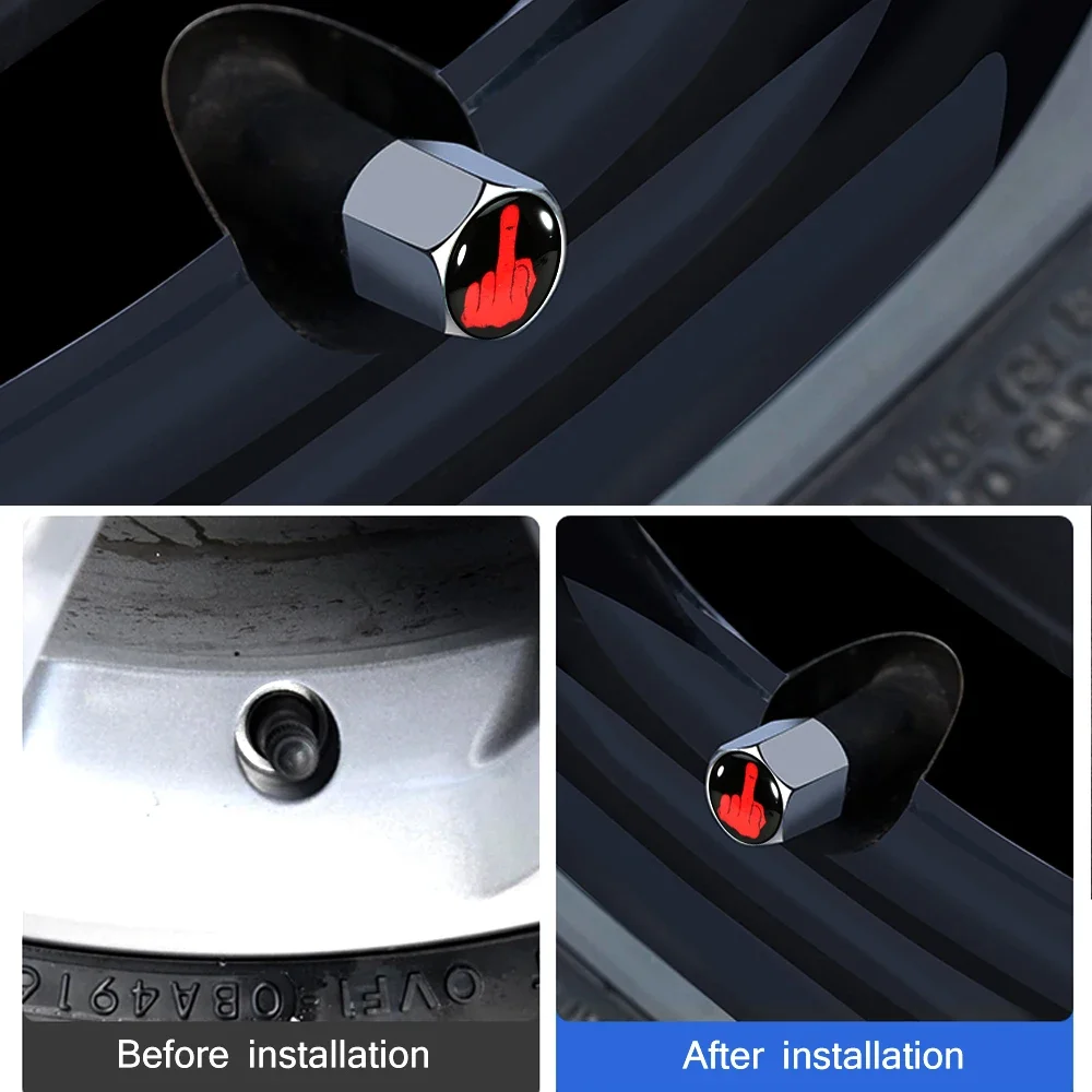 Колпачки клапанов шин AUTCOAT (4 шт./комплект) универсальные противоугонные колпачки для стержней из цинкового сплава в стиле среднего пальца для автомобилей, грузовиков, мотоциклов