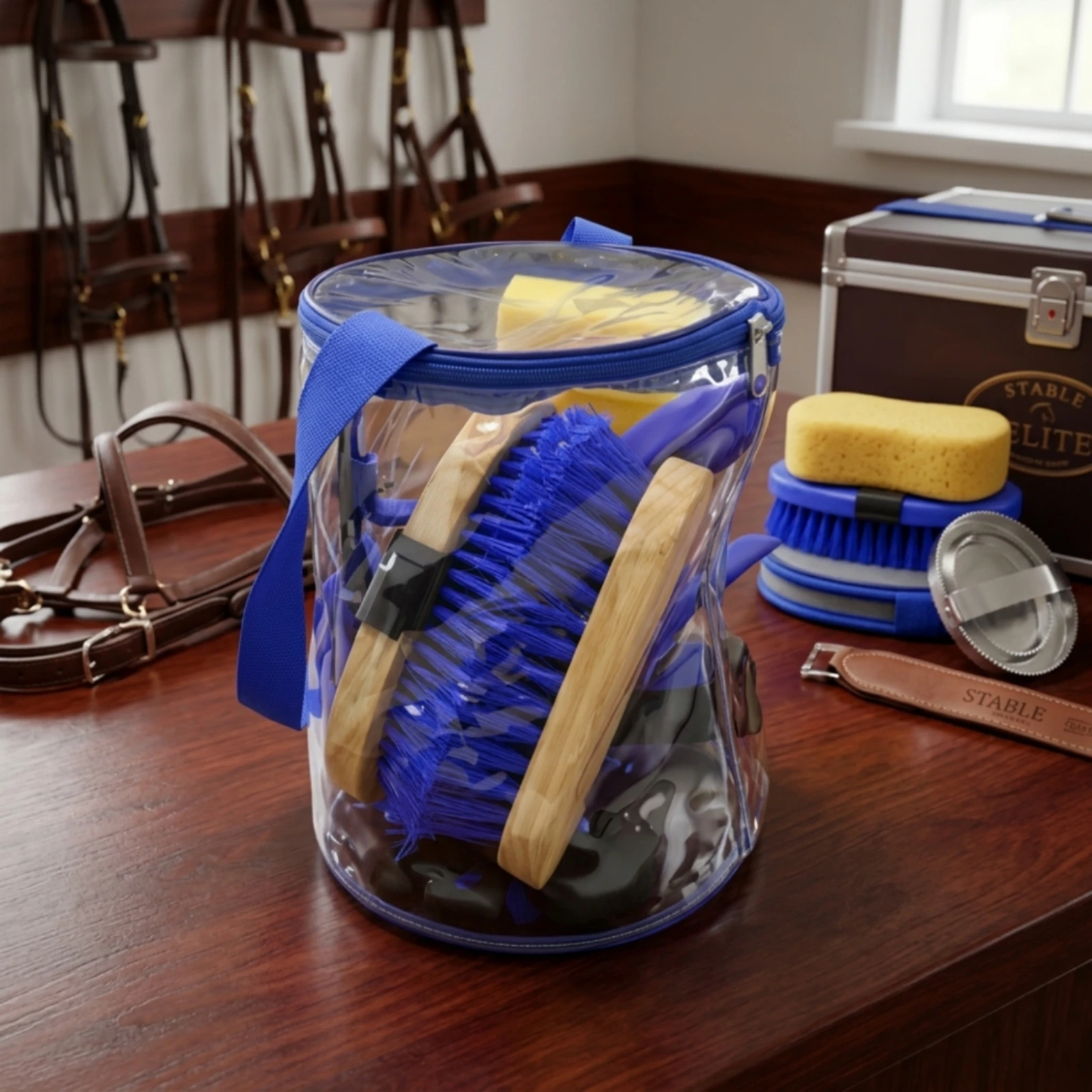 8 Pieces Horse Grooming Kit with Carry Bag Ergonomic-Grip Horse Grooming Kit with Tote Bag Long-Lasting High Quality for Riders