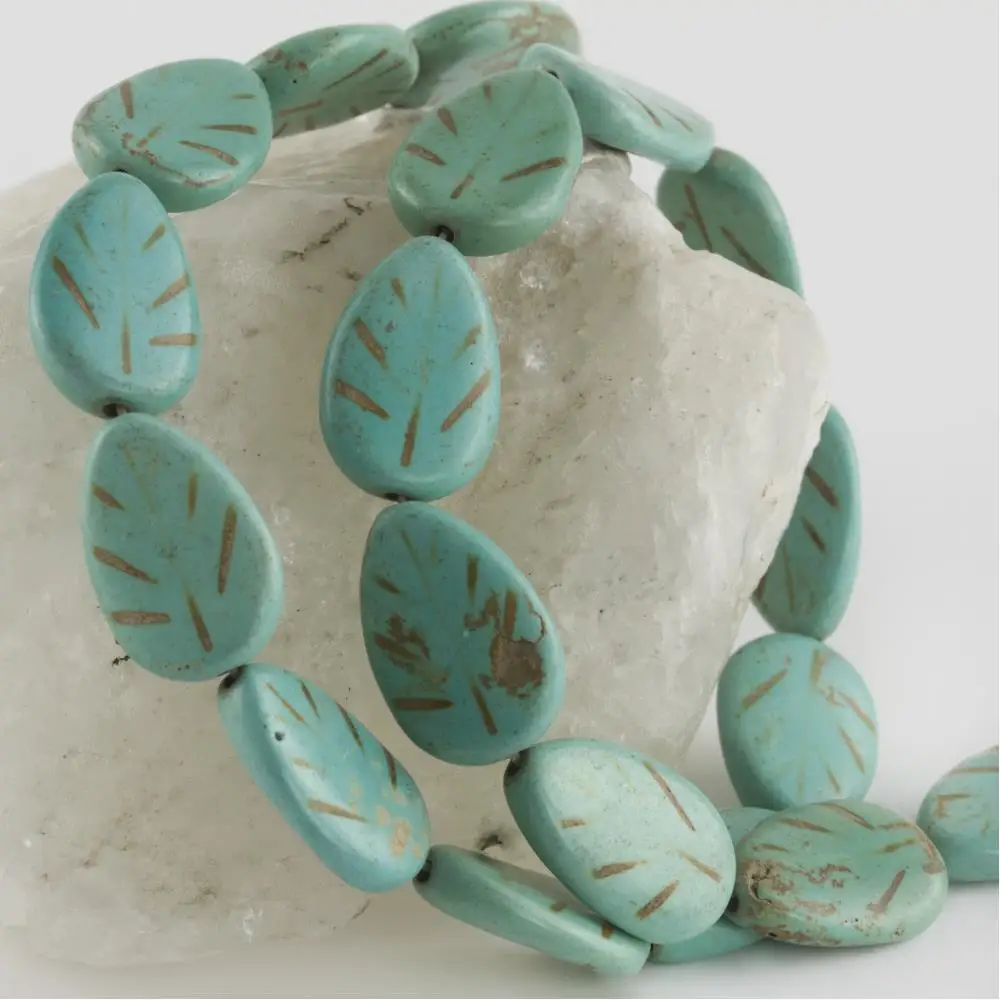 1,4 cm Leaf Figured Turquoise Natural Stone