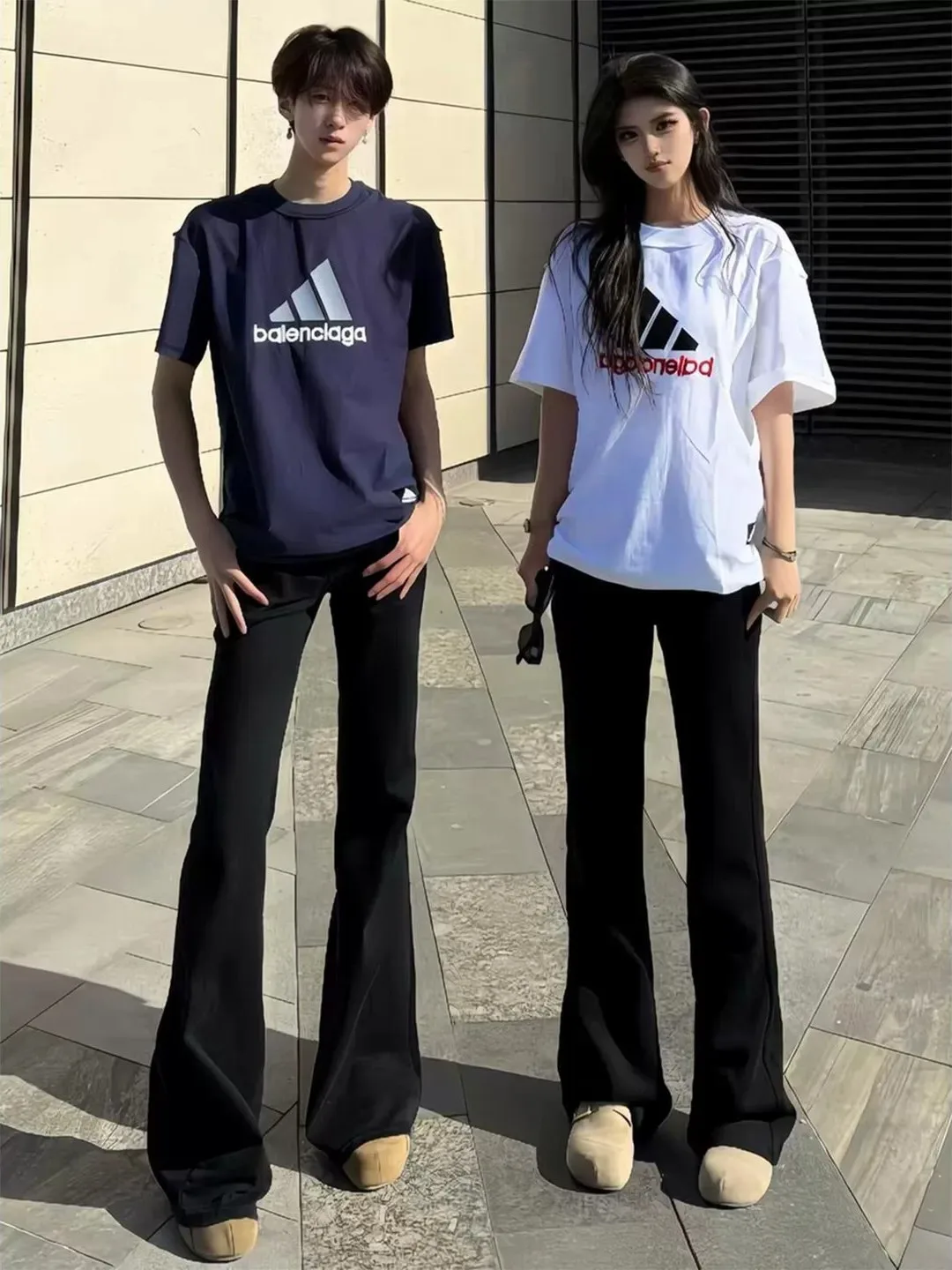 Calça Jeans Unissex Preta com Perna Reta e Corte Ajustado, Micro Flare, Estilo Cleanfit, Tendência Chinesa, para Verão