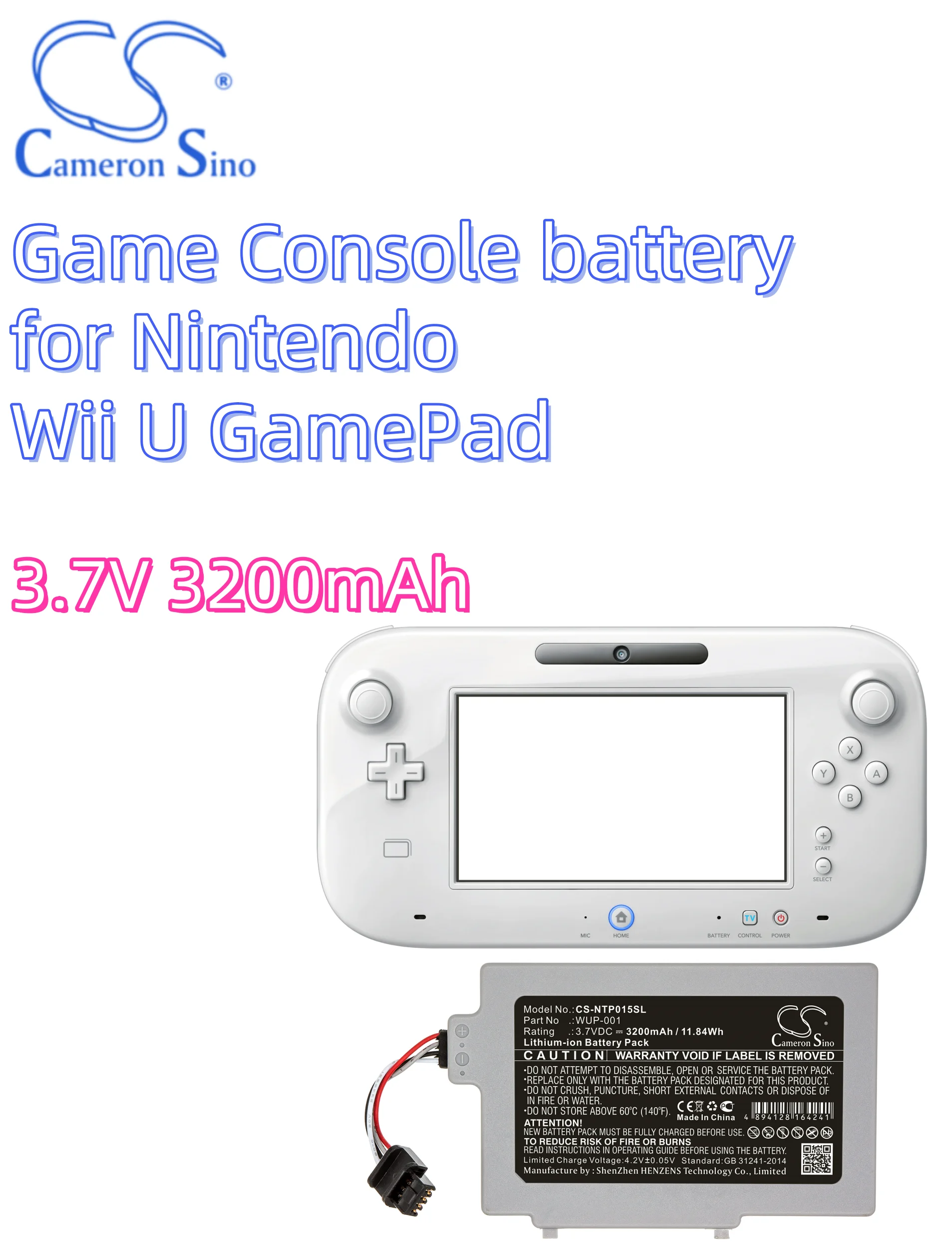 battery Cameron sino Game Console battery 3.7V 3200mAh for Nintendo Wii U GamePad WUP-001 CS-NTP015SL