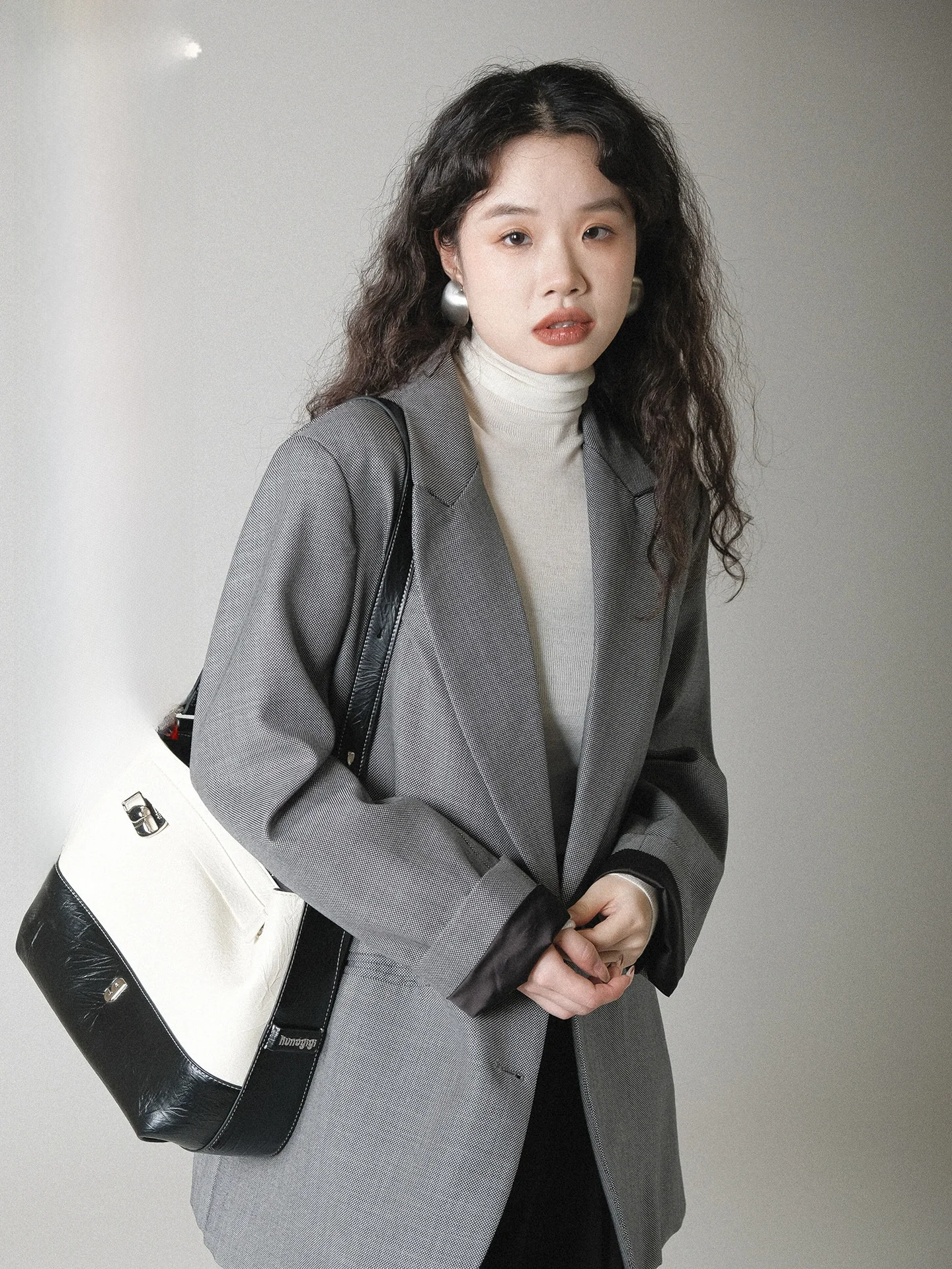 

Ele Casual Woolen Cheered Suit Jaet Ivy Yang Crisp Fabric Single Button Commute Coat Long Sve Women's Faion