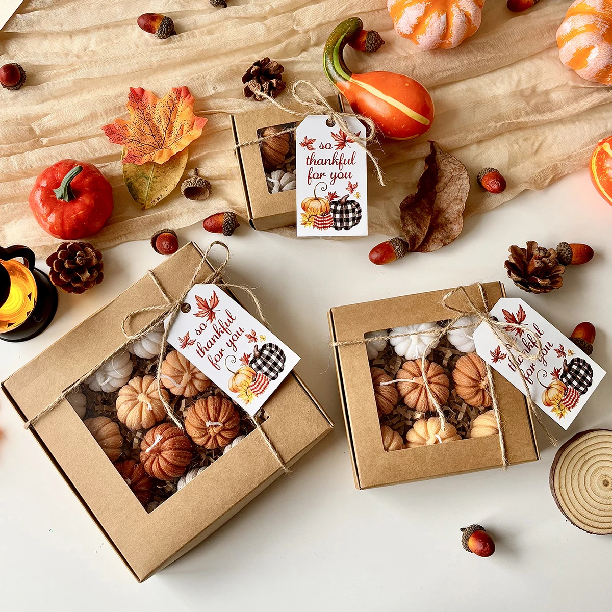 Mini Pumpkin Candles, 4/9/16PCS Fall Thanksgiving Gift Set, Autumn Table Decor, Halloween Party Favor, Home Decor ﻿