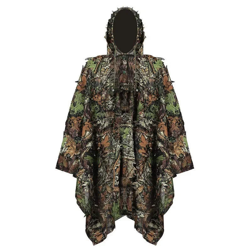 Military Camouflage 3D Leaf Ghillie Suit Tree Maple Sunscreen Breathable Anti-Sweat CS Games Bird WatchingTraining Hooded Jacket