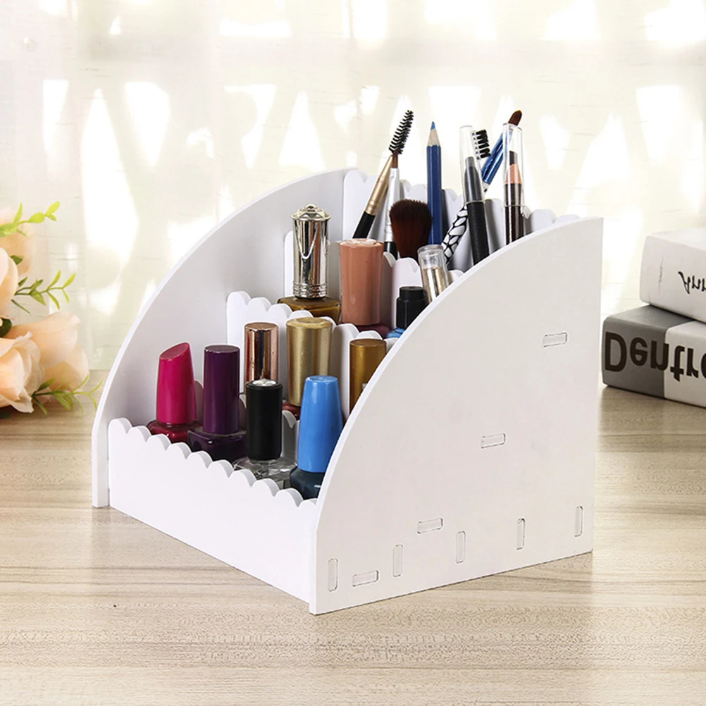 

Desktop Box White 4 Compartment Multipurpose Organizer Space Saving Makeup Storage Case Office Accessories Holder
