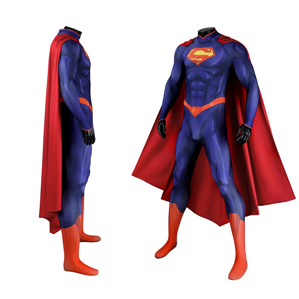 nouveau-n52-superboy-halloween-mascarade-impression-body-adulte-homme-d'acier-super-garcon-clark-kent-combinaison-cosplay-costume