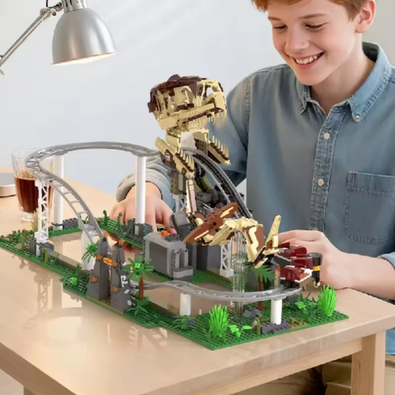 

1291Pcs Creative Expert Moc Dinosaur Roller Coaster Building Blocks Playground Children's Birthday Gift