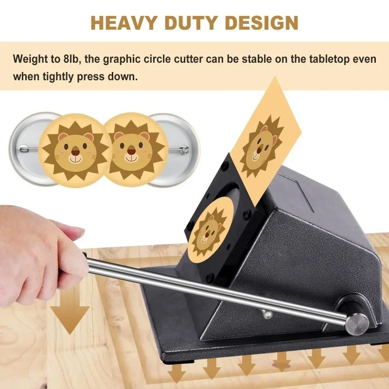 Button Paper Cutter Graphics Punch Cutter Manual Button Making Cutter for 25/32/37/44/50/56/58/75mm Circle Paper Punch Cutter