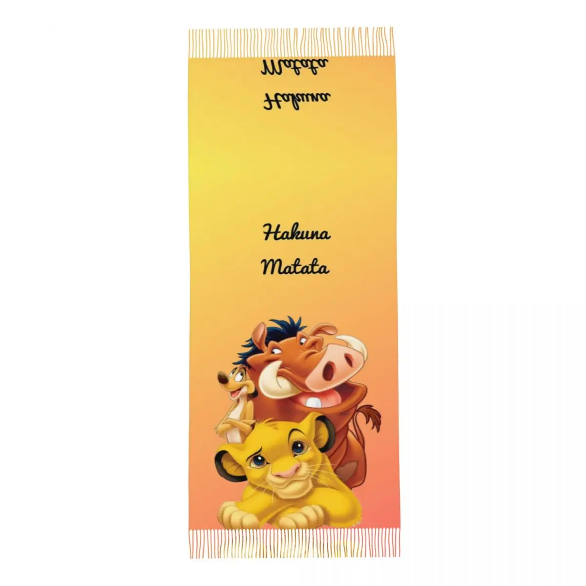 Niestandardowe kobiece długie szaliki King Lion Simba Kobiety Zimowe grube ciepłe szaliki z frędzlami Hakuna Matata Cartoon Movie Scarf