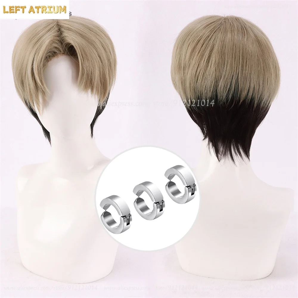 

Kishibe Cosplay Wig Linen Brown Gradient Black 30cm Wigs For Men Cosplay Anime Wig Heat Resistant Synthetic Hair Halloween