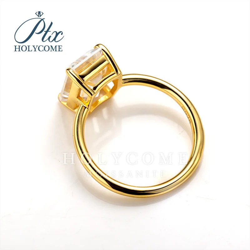 Holycome Jewelry Ring Silver and Solid Gold US4-US7 Ring Size 7x10mm Emerald Cut DEF  VVS1  Loose Gemstones Holycome Factory