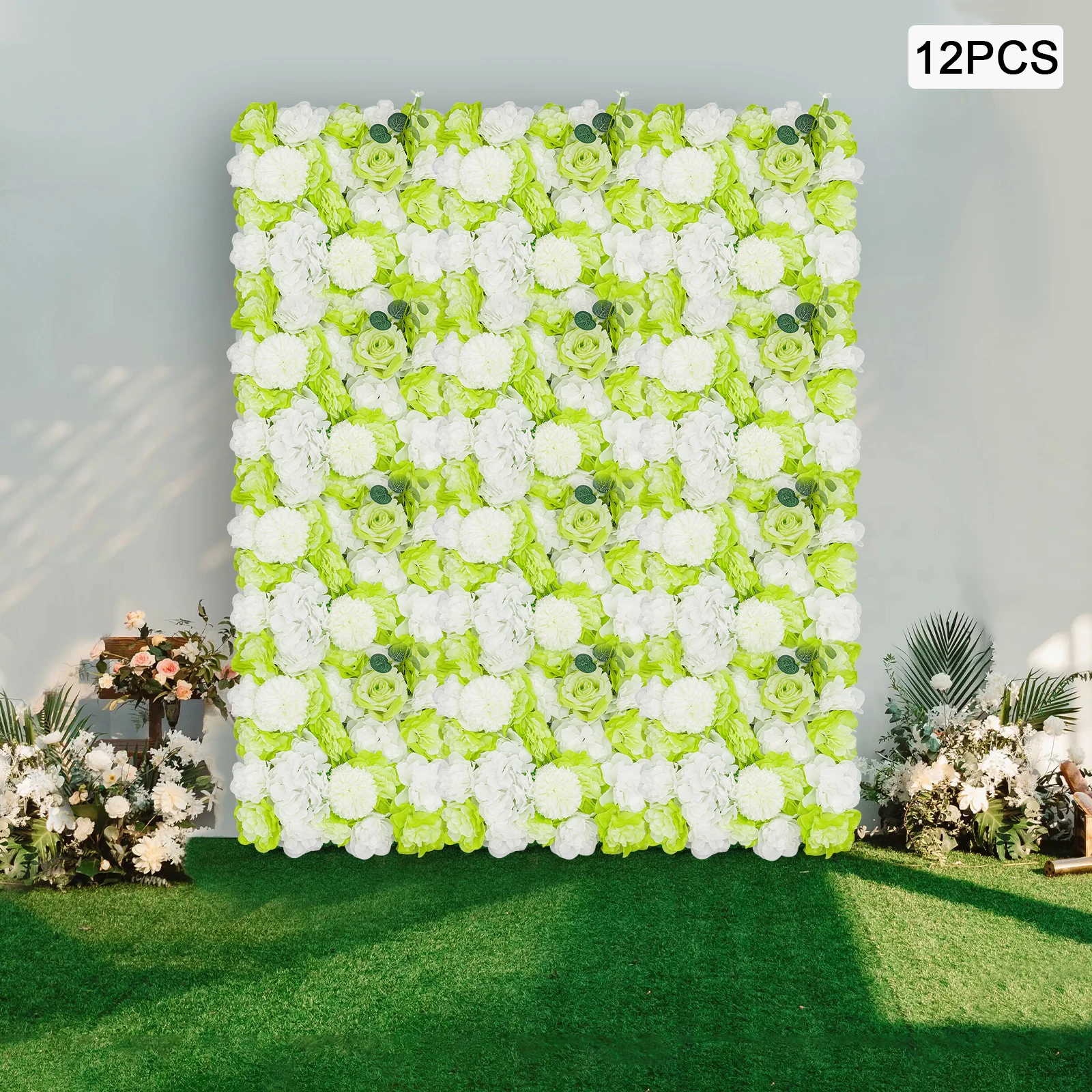 12 Pieces of Plant Flower Wall 38 * 38cm Artificial Flower Wall Background Silk Rose Mat Home Party Wedding Background Wall