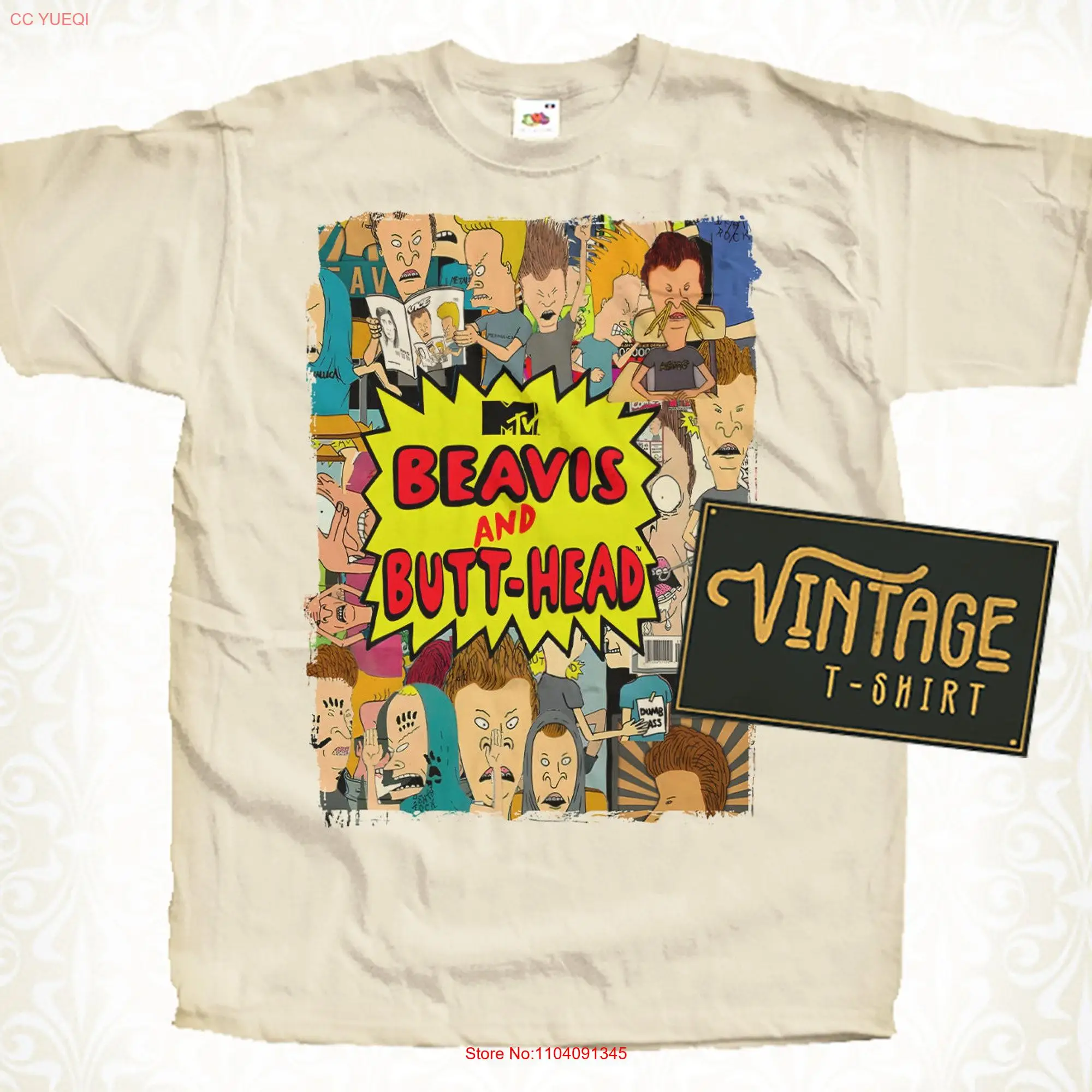 Beavis and Butt Head V18 T Shirt Vintage Natural color Men's DTG Digital Print SIZES S M L XL 2XL 3XL 4XL 5XL