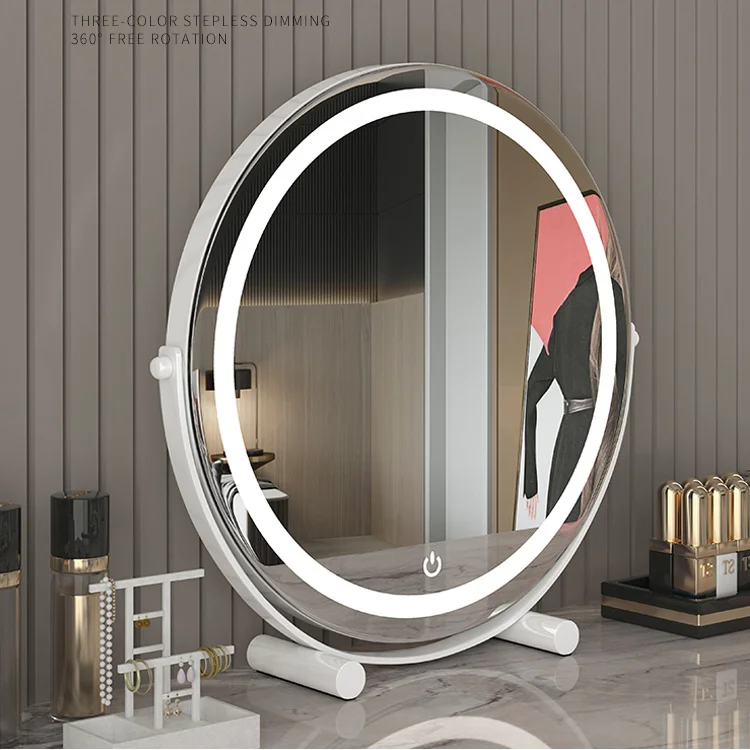 

Cylinder, Dresser, Mirror, Rotatable, Makeup Mirror, Desktop, High-value Led Lamp with Filling Light