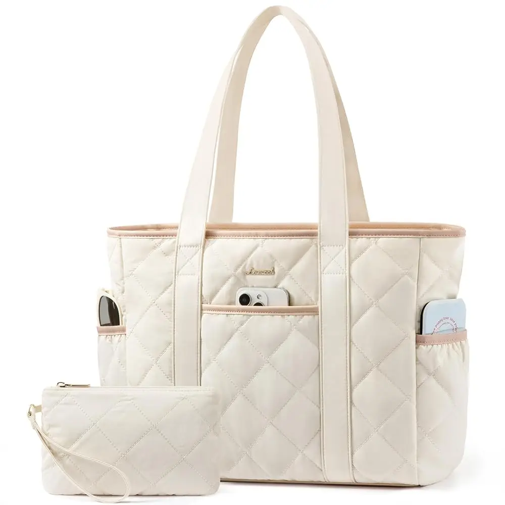 

Сумка-тоут для женщин с держателем для кружки, сумка для работы на молнии, стеганая сумка через плечо для медсестер и учителей, подарки для нее