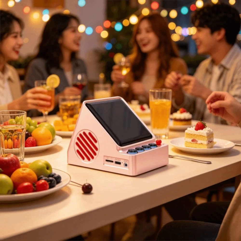 Arcade Rhythm Light Bluetooth Speaker Clock RGB Screen Retro Pixel Speaker Portable 1800mAh Wireless Speaker Gift