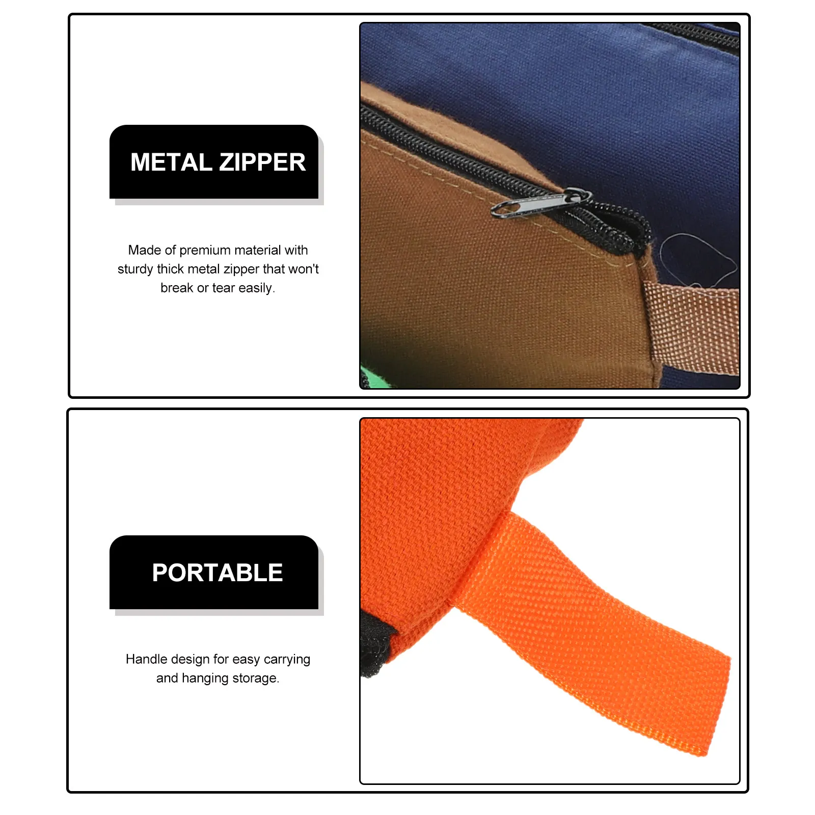 6Pcs Sturdy Canvas Tool Bag Wide Rectangular Design Multi Purpose Zipper Tool Pouch for Tools Hardware Parts Travel Art Supplies