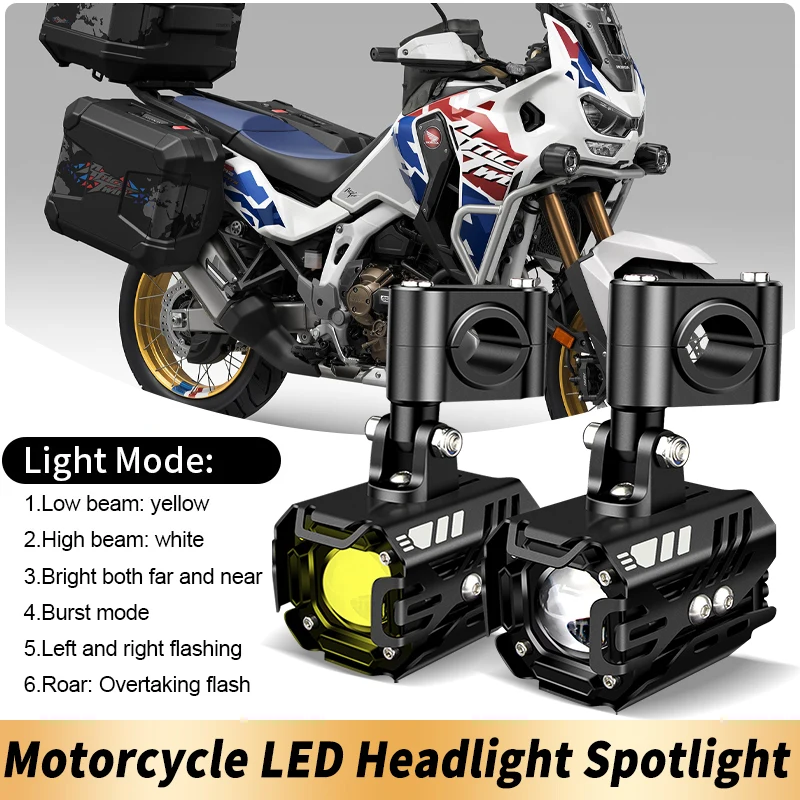 

1Set 80W Motorcycle Additional LED Headlight Dual Color Assembliy For Honda Africa Twin CRF1000L NC700X For Honda CRF 1000 L ADV