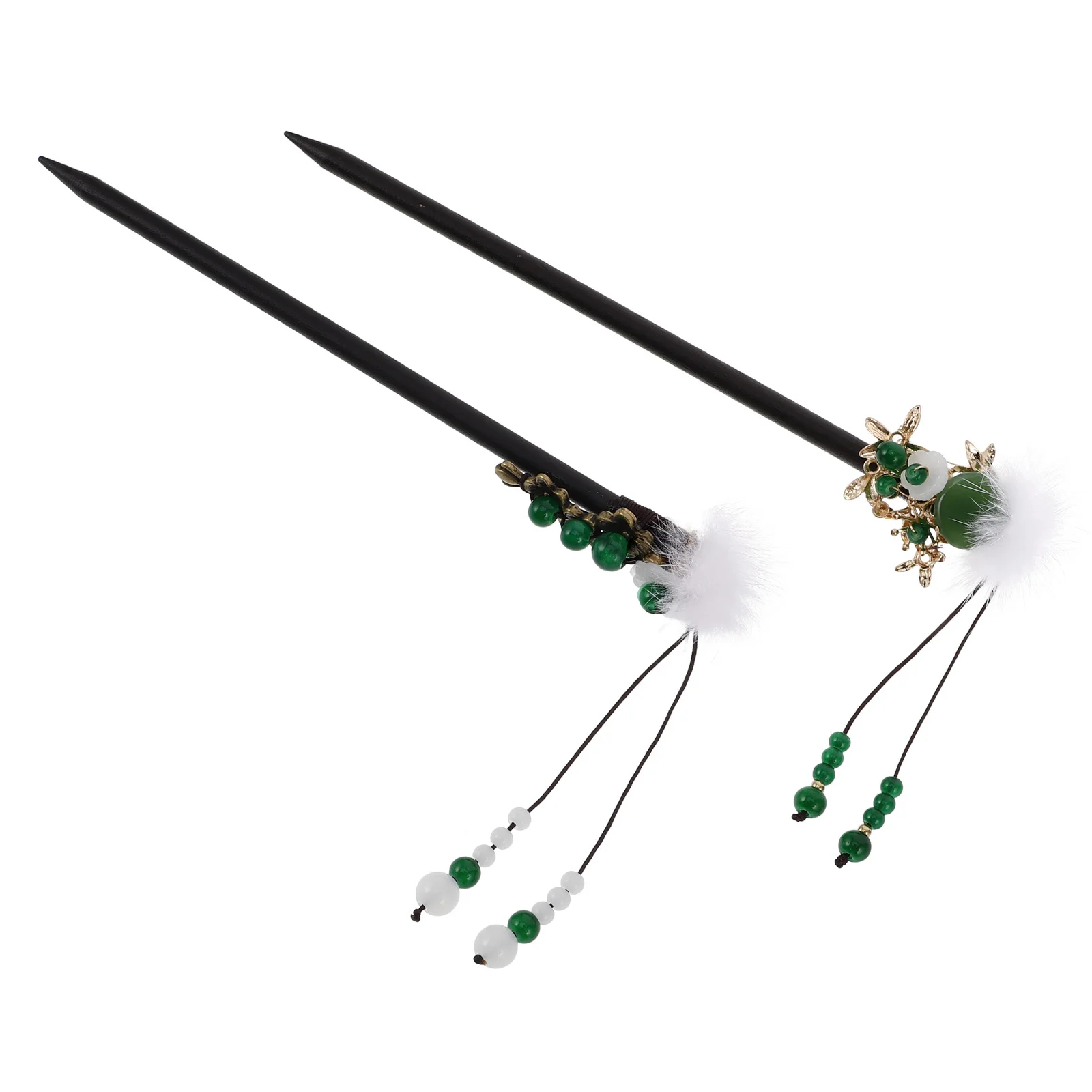 

2Pcs Elegant Tassel Hairpin Chinese Hanfu Hair Forks Versatile Styling Wooden Hair Sticks for Chignon Bun Retro Hairpin