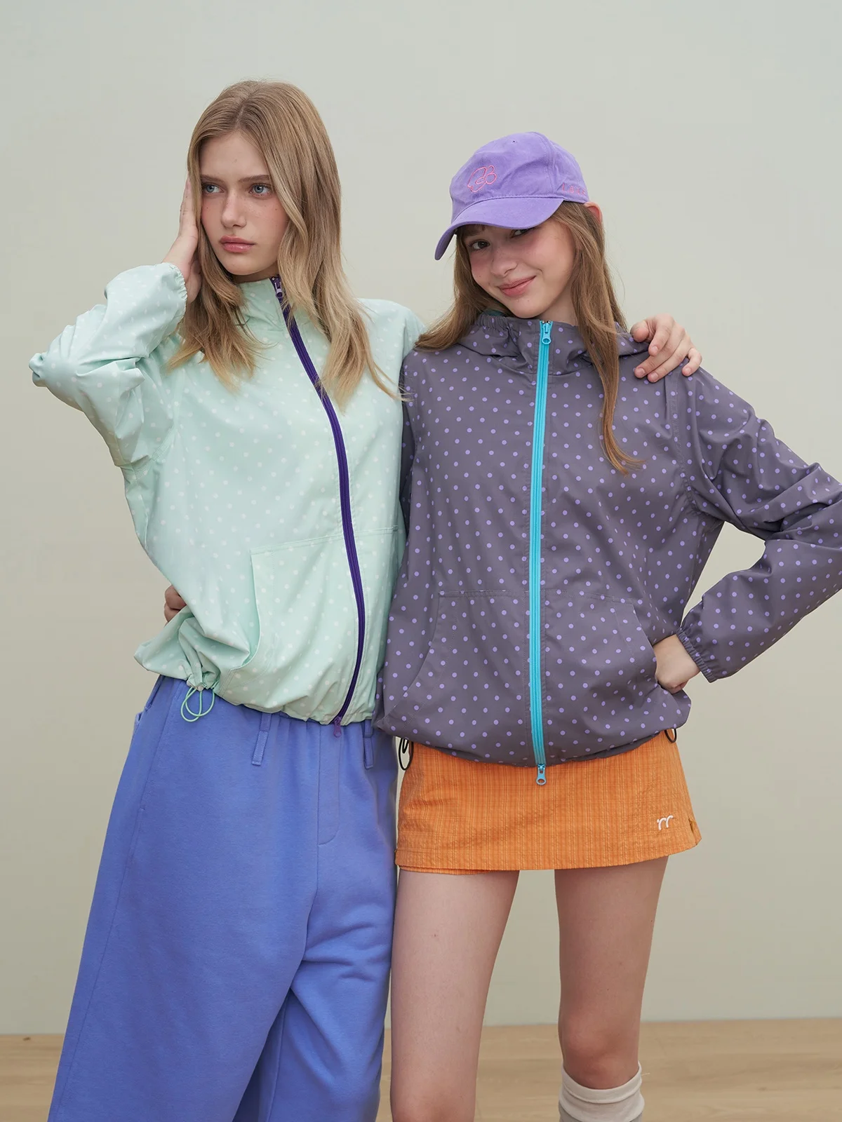 Riverstone plus Retro Cool Dot Patterned Women's Jacket Hooded Sun Protection Top Autumn New Style Casual Loose Fit Polyester