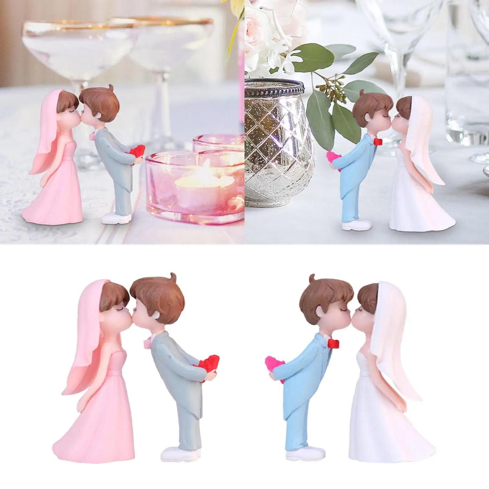 Wedding Cake Toppers Accessories Simulation Bride and Groom Figurines for Miniature Scene Wedding Anniversary Art Projects
