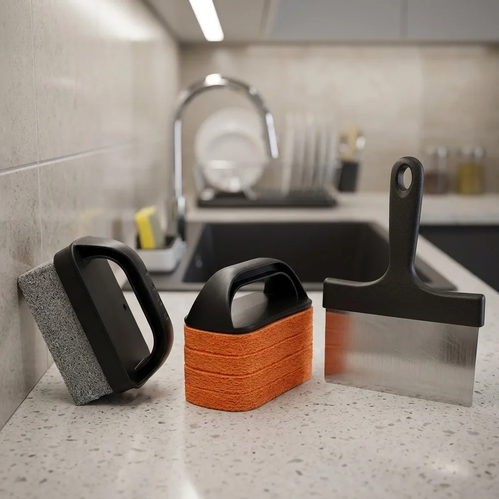 Professional Griddle Maintenance For Kit Featuring Grill Brick Scraper Grill Brush and Seasoning Tools for Flat Top Grills