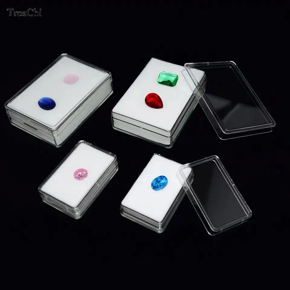 Protective Gemstone Diamond Jewellery Display Storage Transparent Box Glass Lid Case Earrings Gem Stone Holder Organizer 20Pcs