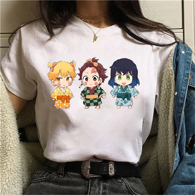 

New Cartoon Kamado Tanjirou Agatsuma Zenitsu Hashibira Inosuke Printing T Shirt Unisex Cool Summer Casual T Shirt Anime Shirts