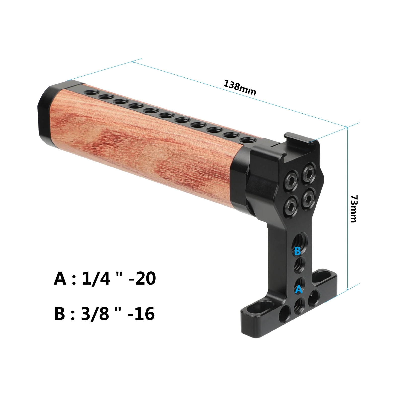 Punho de madeira do punho do queijo da parte superior de hdrig com montagem fria da sapata & 1/4 holes-20 & 3/8 "-16 furos de montagem para gh5, gaiola de 5dmarkii