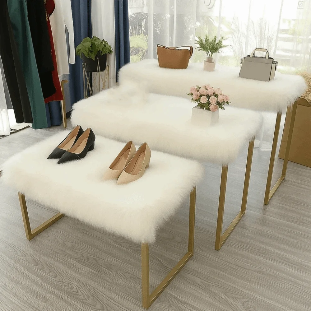 

Table Cover Soft Fluffy Carpet Simple Shaggy Faux Fur Rug Fluffy Surface Plush Carpet Bedroom Decor