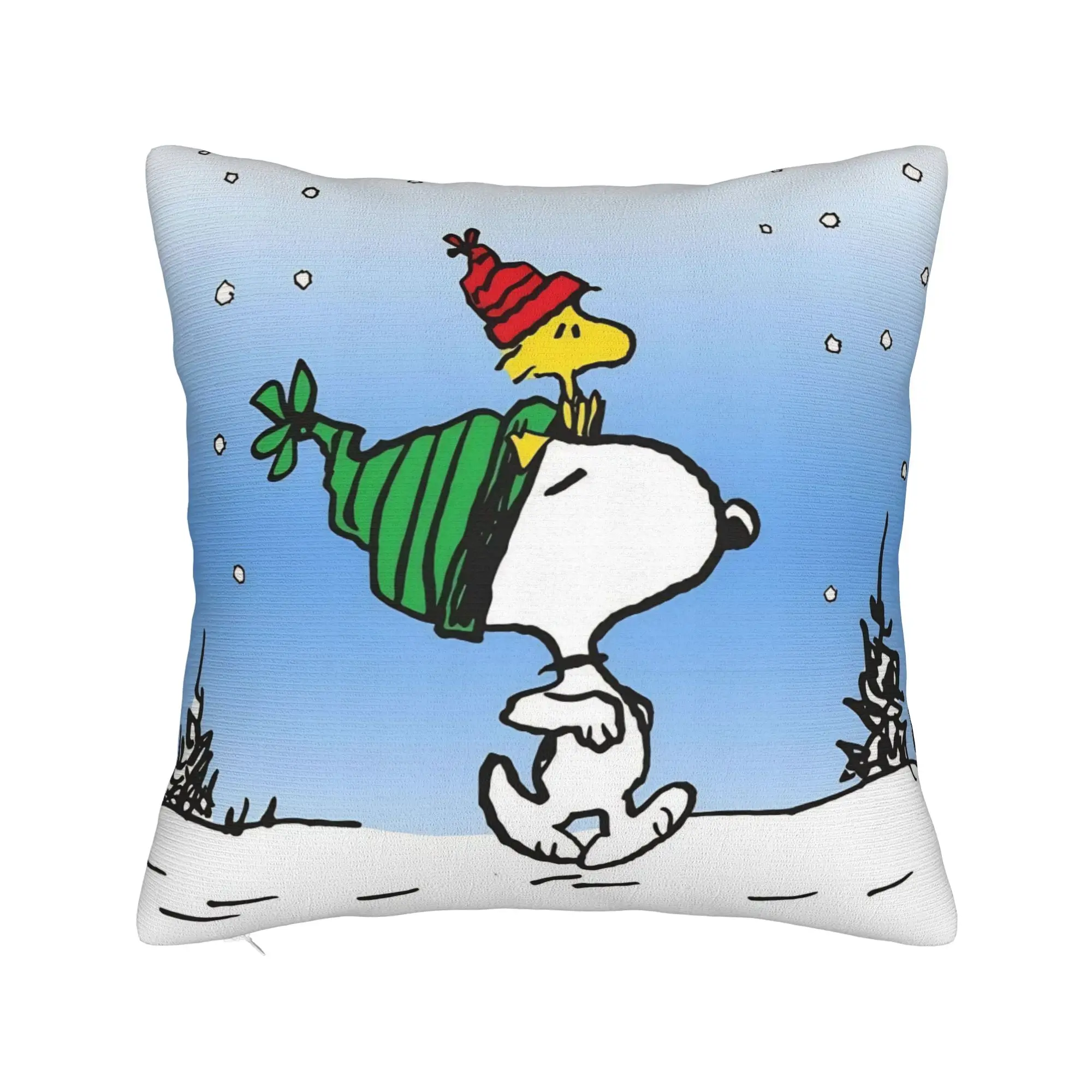 S-Snoopys Xmas Christmas Tree Square Pillow Cases  Cushion Covers Awesome Polyester Decor Pillowcase for Sofa 45*45cm